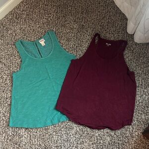 Mossimo Supply Co. Teal and Mudd Burgundy Tank Top lot